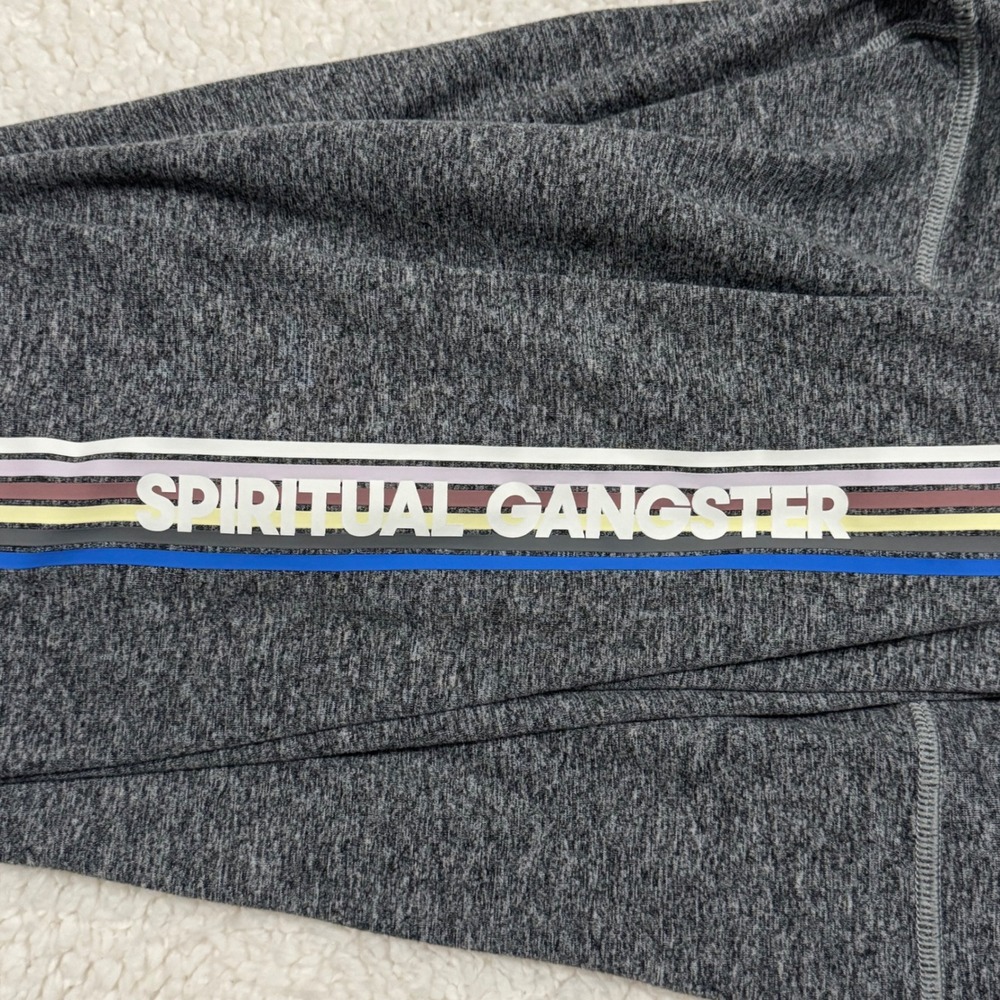 Spiritual Gangster High Waist Stripe Leggings Heather Grey Medium Yoga Athletic - Picture 10 of 11